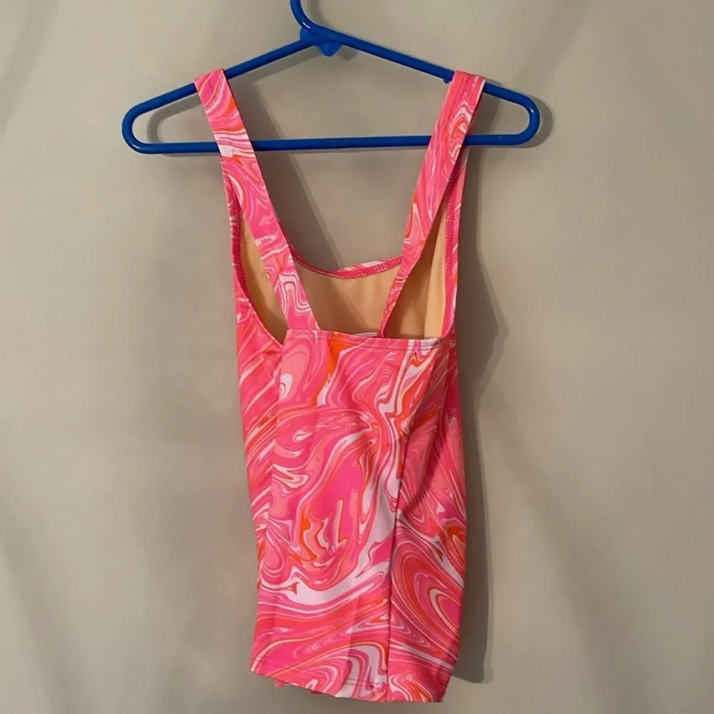 Lands’ End Girls Tie Front Tankini Swimsuit Top Size 8 New
